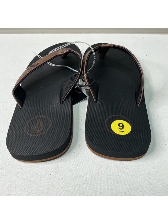 Volcom Recliner Sandals Mens Size 9 Brown With Black Sole Comfortable Flip-Flops main image 4